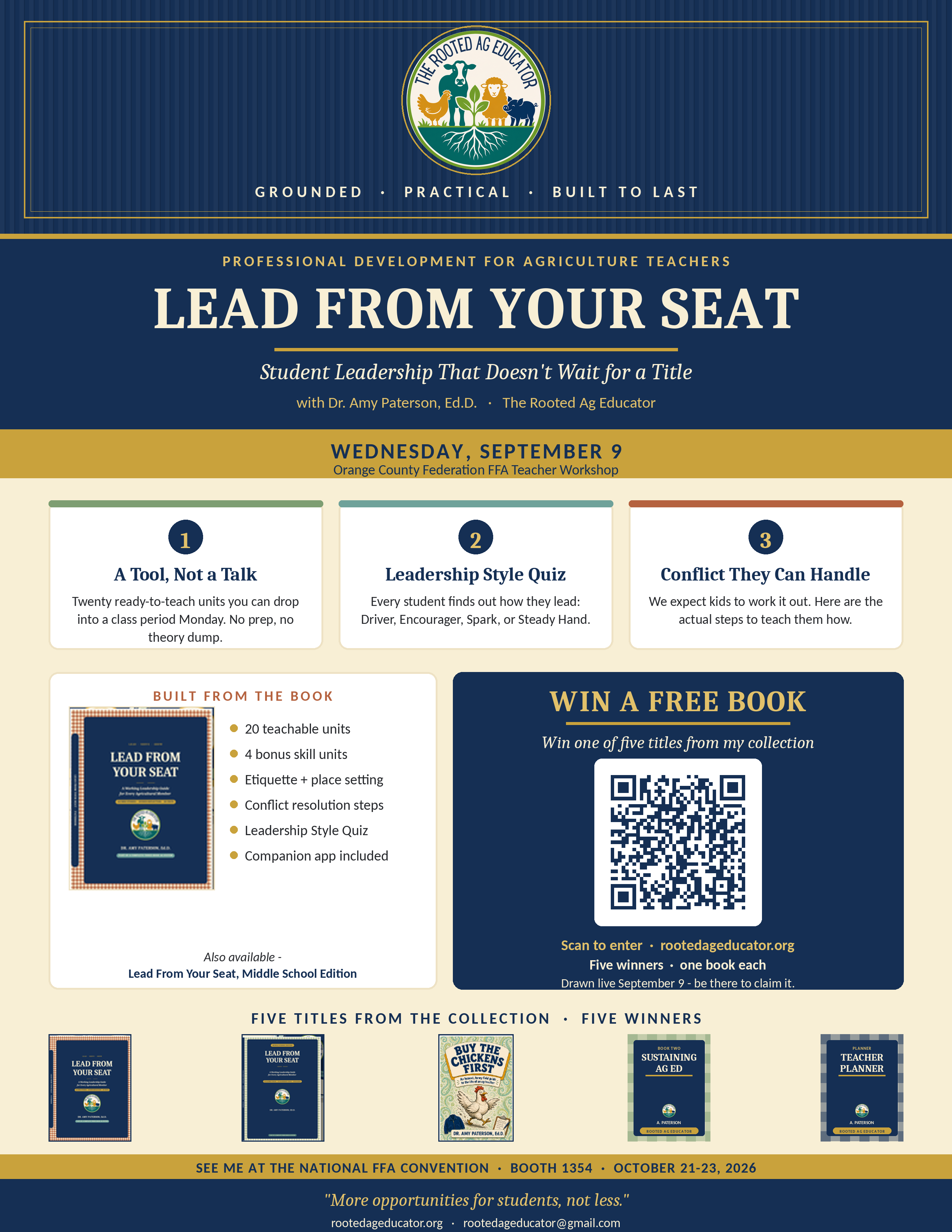 Lead From Your Seat workshop flyer for Wednesday, September 9